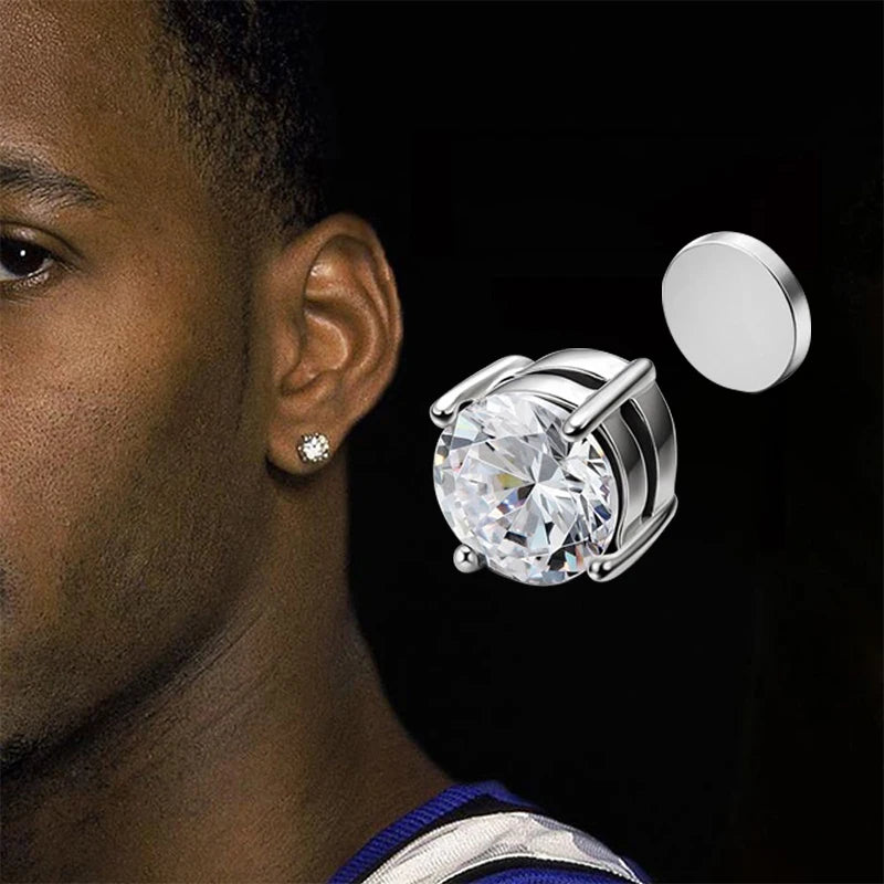 1Pair Fashion Crystal Magnetic Clip Ear Stud Non Piercing Earrings