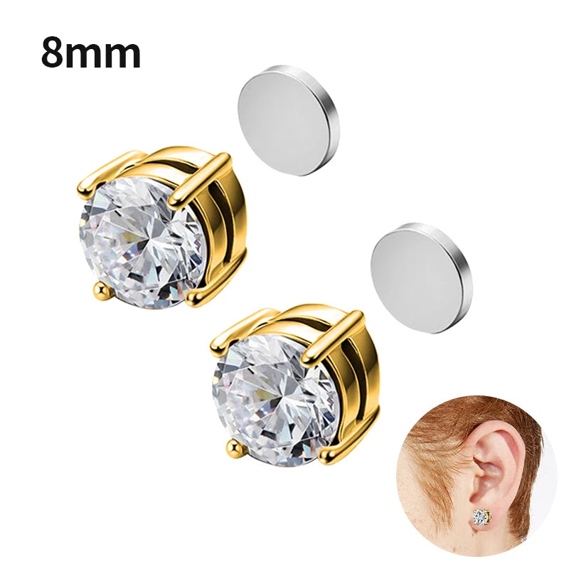 1Pair Fashion Crystal Magnetic Clip Ear Stud Non Piercing Earrings