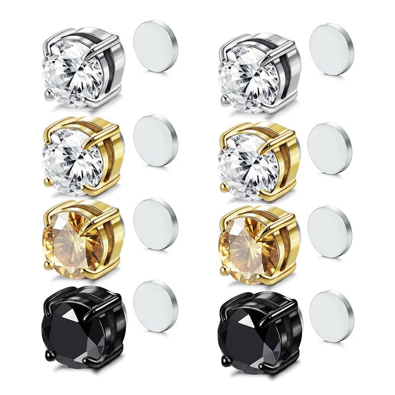 1Pair Fashion Crystal Magnetic Clip Ear Stud Non Piercing Earrings