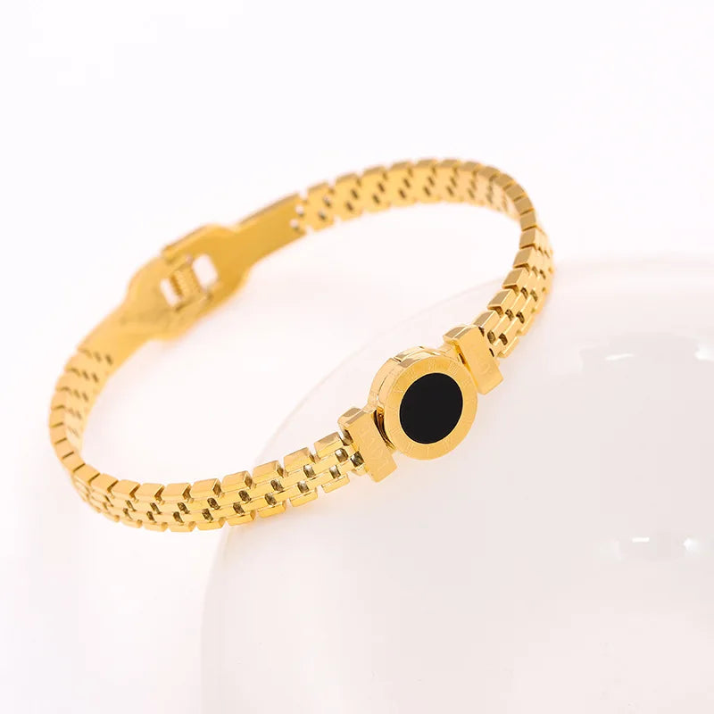 Stainless Steel Inlaid Zircon Gold Plated Bracelet