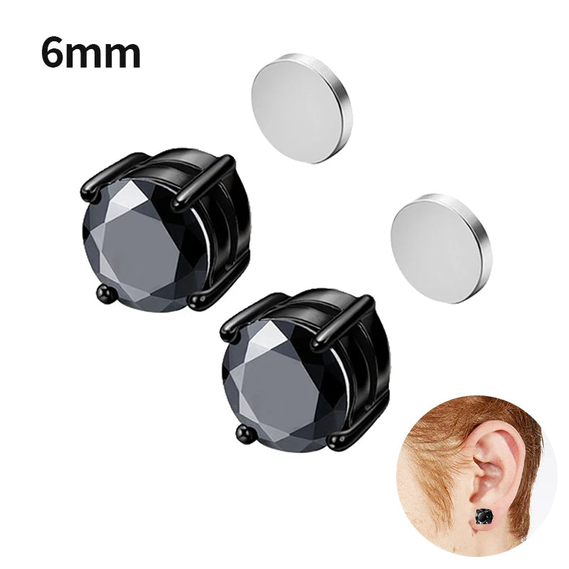 1Pair Fashion Crystal Magnetic Clip Ear Stud Non Piercing Earrings