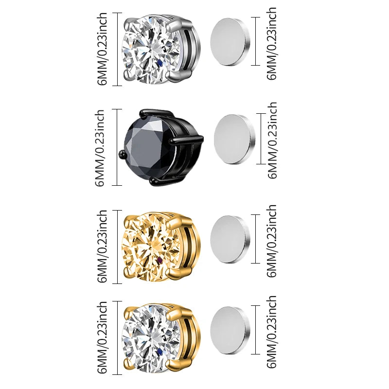 1Pair Fashion Crystal Magnetic Clip Ear Stud Non Piercing Earrings