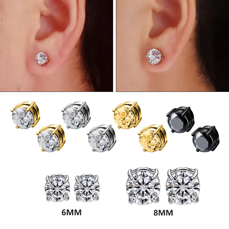 1Pair Fashion Crystal Magnetic Clip Ear Stud Non Piercing Earrings