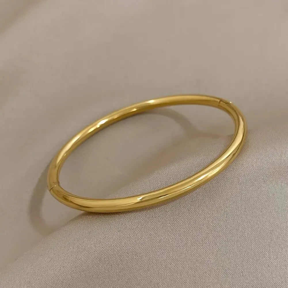 Stainless Steel Inlaid Zircon Gold Plated Bracelet