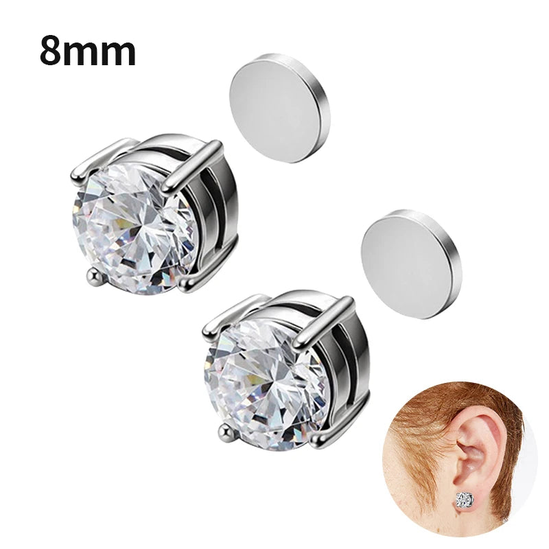 1Pair Fashion Crystal Magnetic Clip Ear Stud Non Piercing Earrings