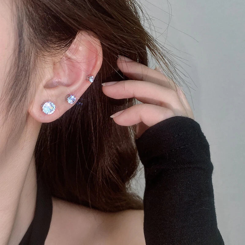 1Pair Fashion Crystal Magnetic Clip Ear Stud Non Piercing Earrings