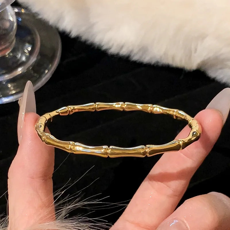Stainless Steel Inlaid Zircon Gold Plated Bracelet