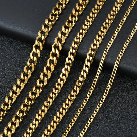 3.5-7MM Wide Stainless Steel Necklaces For Men Punk Cuban Link Chain Choker Women Hip Hop Fashion Party Jewelry Accessories