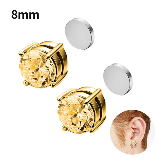 1Pair Fashion Crystal Magnetic Clip Ear Stud Non Piercing Earrings